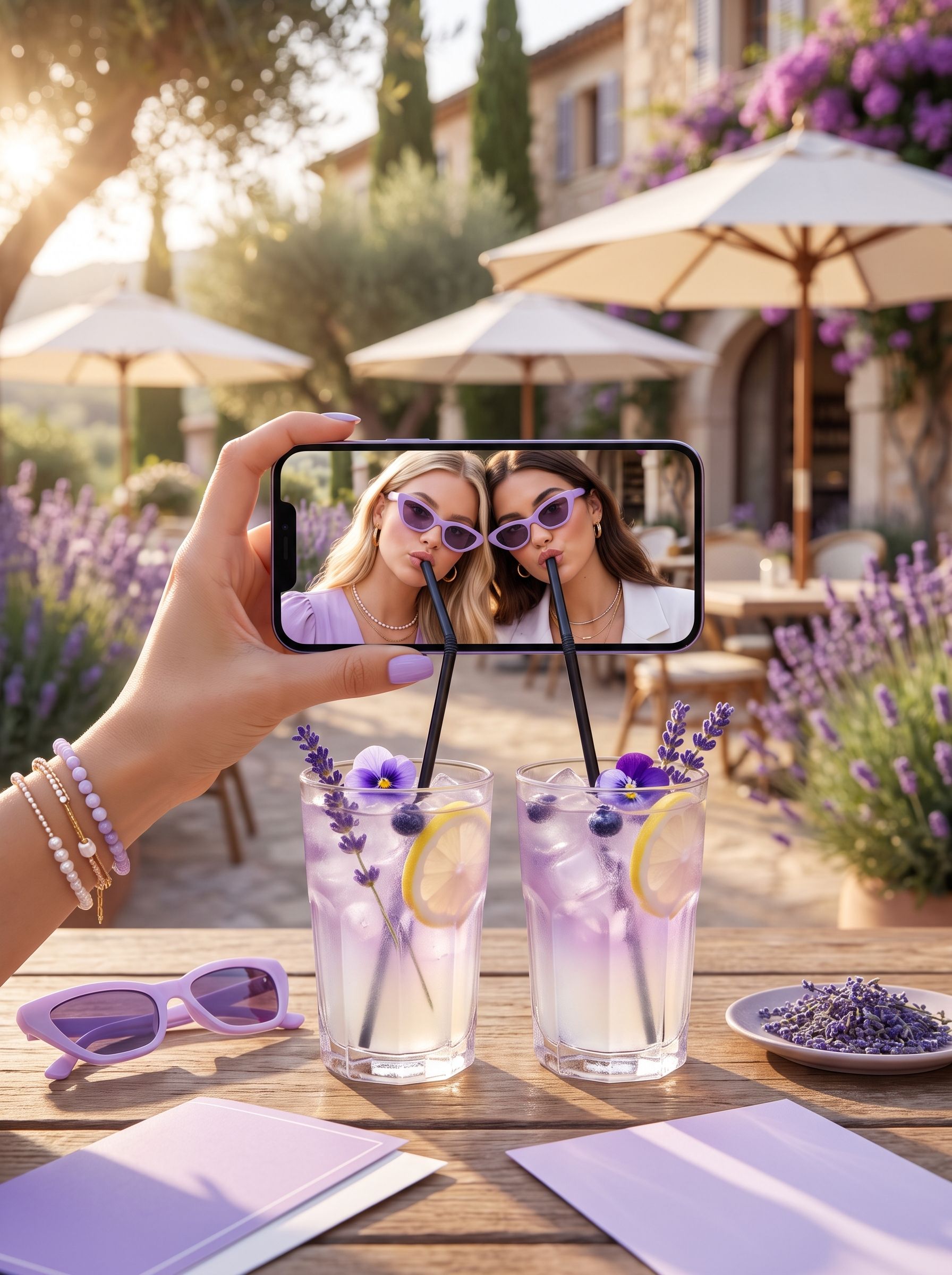 Summer Drink Pic: Lavender Lemonade in Flieder mit Lavendelfeldern in der Provence