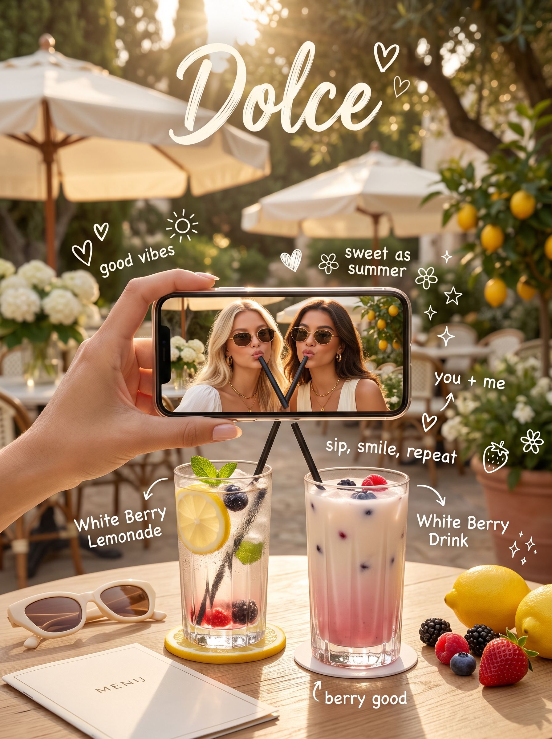 Summer Drink Pic: White Berry Lemonade und cremiger White Berry Drink mit Dolce Doodles